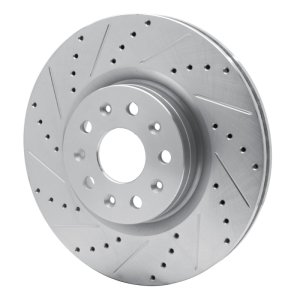 Cadillac CT5 Brake Rotor (1) - Front Left - R1 Concepts - Drilled & Slotted - Silver - `14-`25